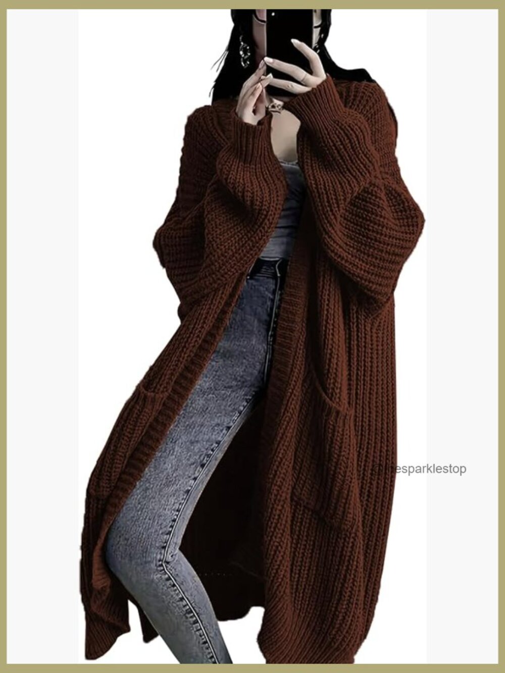Plus Size Oversized Long Cardigan Sweater Chunky Knit Open Front Duster Coat